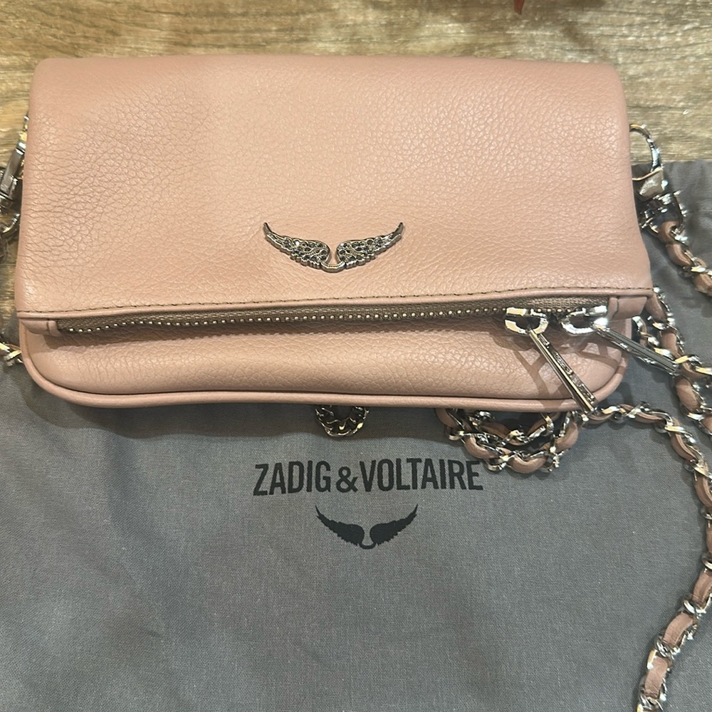 Zadig & Voltaire Pink Leather Crossbody Bag with Wing Detail